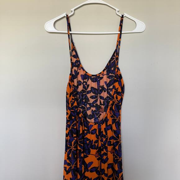 PrettyLittleThing Orange Shadow Leaf Maxi Dress Size 4 Oversized Low Back Beach - Picture 8 of 10